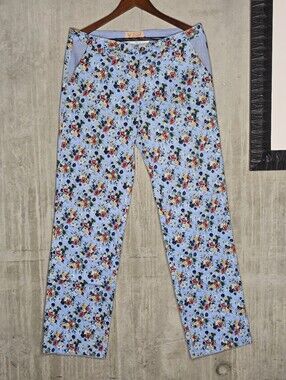 Hawke & Dumar Floral Print Light Blue Women's Pants Size L